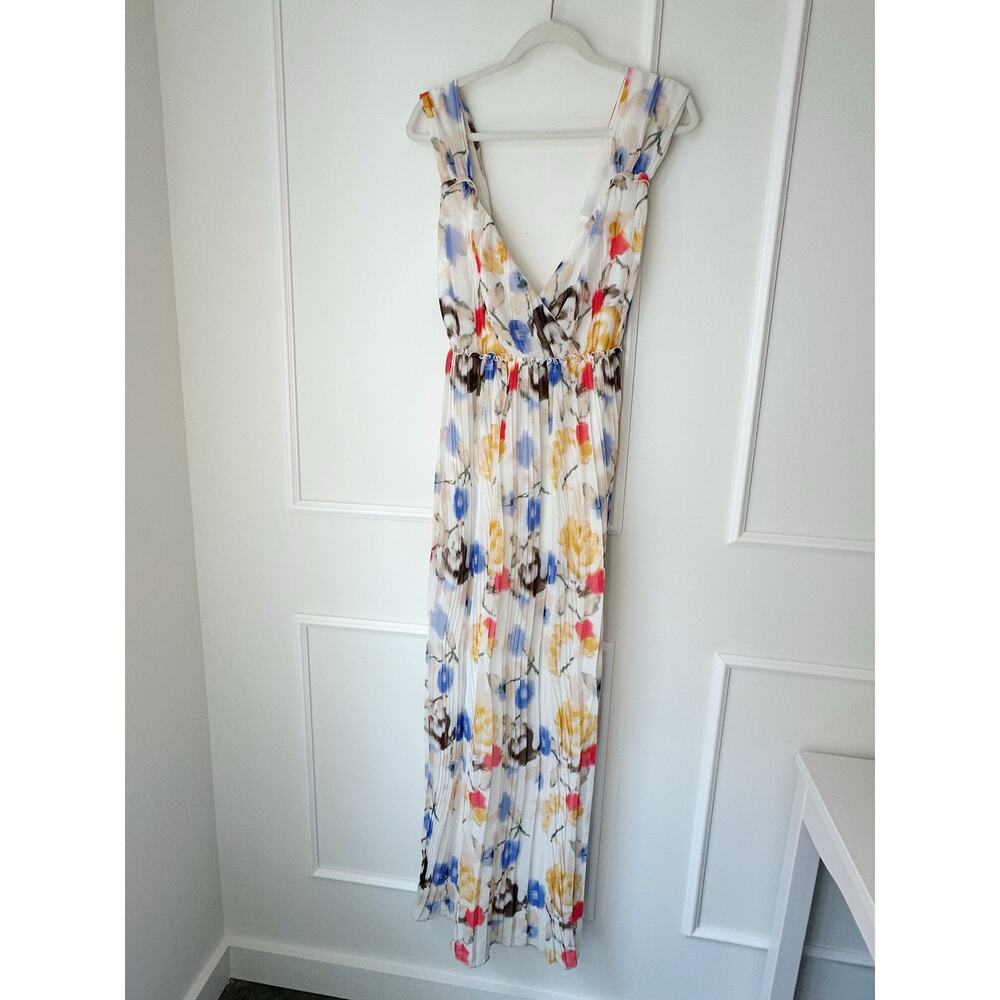 Reiss white floral maxi dress pleasted skirt size 4 - Picture 2 of 11